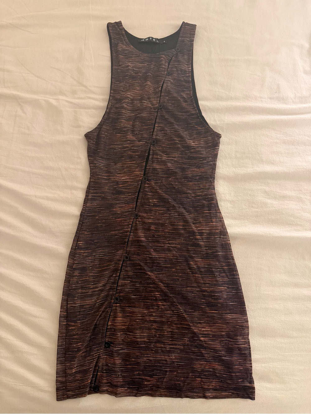 Motel Rocks Brown Space-Dye Button-Front Midi Dress